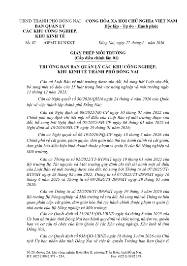 Giấy Phép Môi Trường